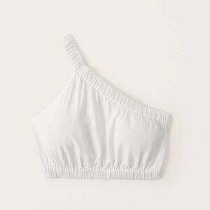Abercrombie & Fitch Asymmetrical One-Shoulder Linen-Blend Top
